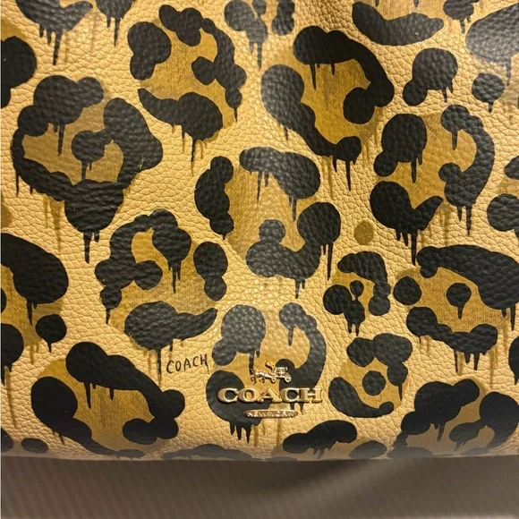 Coach Leopard Print Shoulder Bag - Black and Tan - Picture 3 of 6